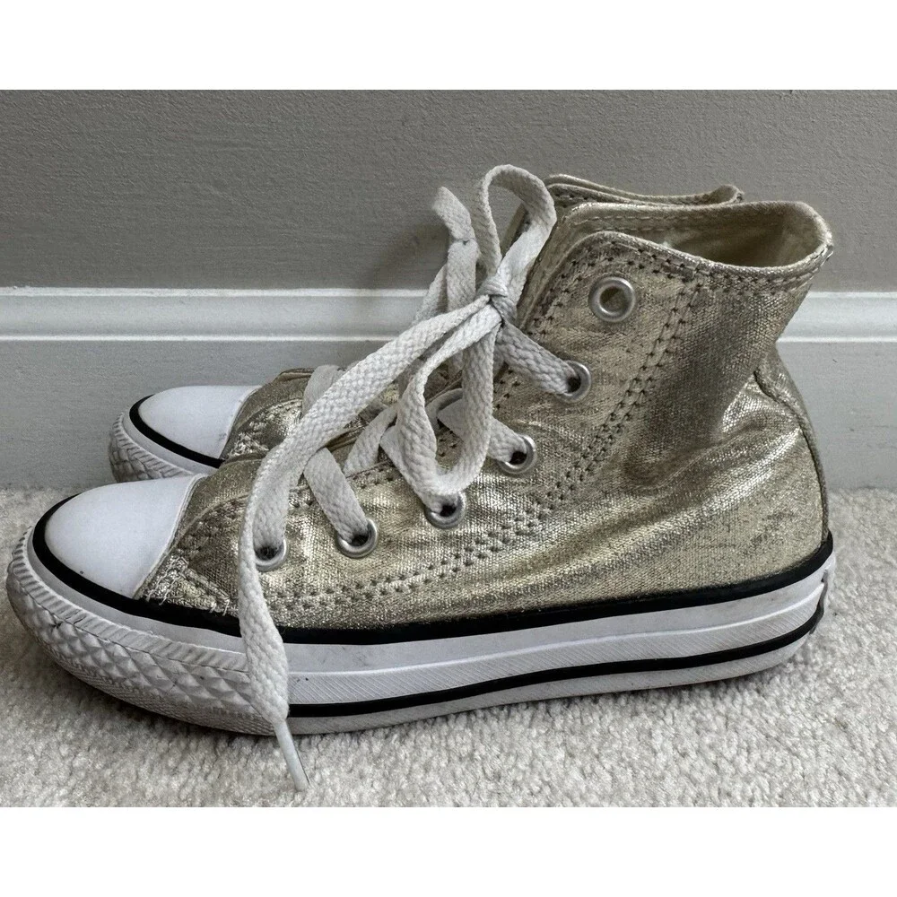 Converse Chuck Taylor All Star Metallic High Top Sneakers Light Gold Toddler 11
